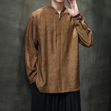 风复古盘扣立领长袖衬衣男装新中式古风汉服宽松衬衫1901-P65，男装衬衫，电商B378（原B341）
