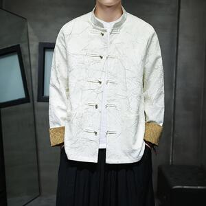 风复古夹克新中式立领铜扣唐装男青年大码汉服外套1902-P100图片
