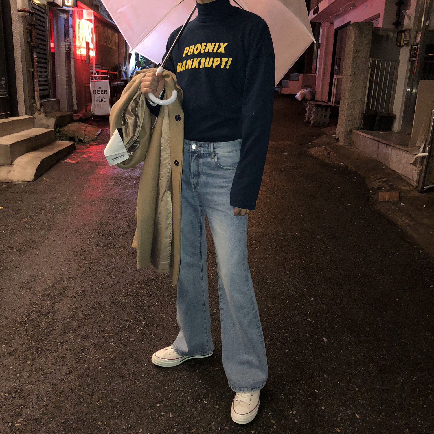 pf显腿长基础经典男ins牛仔裤
