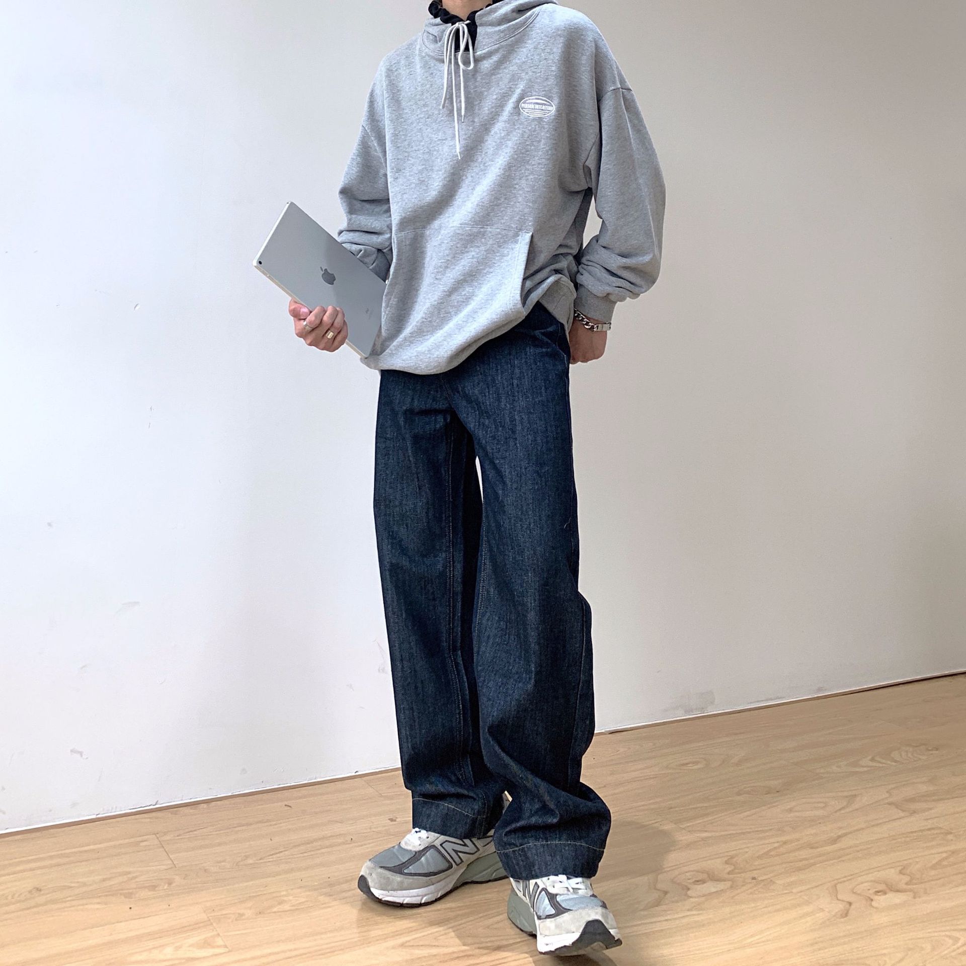 原色宽松显瘦垂感男女同款牛仔裤