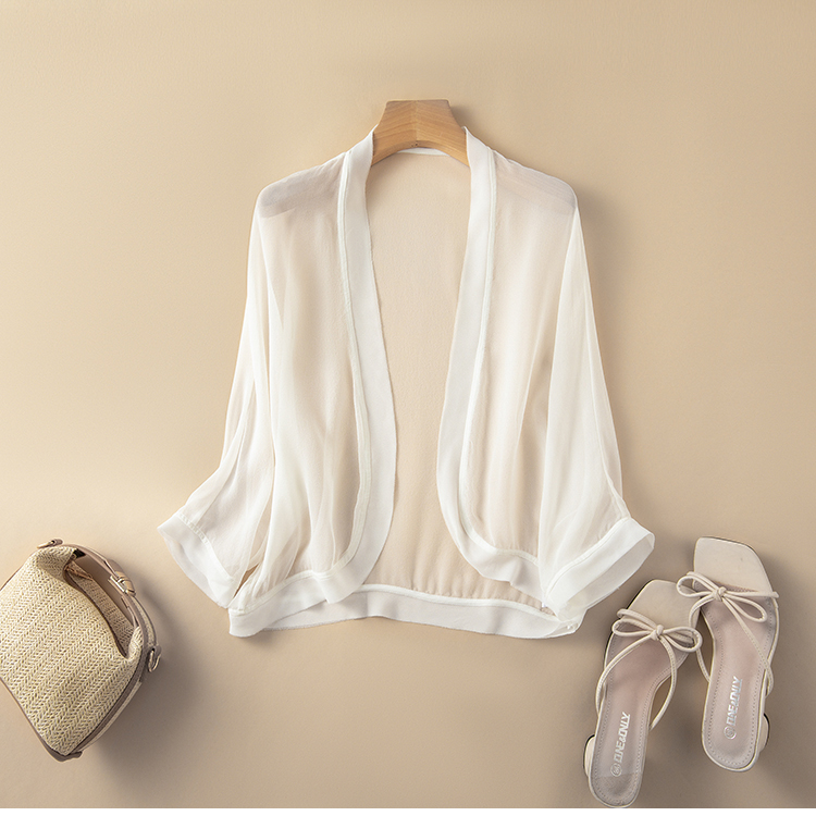 外搭防晒衣女短款坎肩空调衫真丝