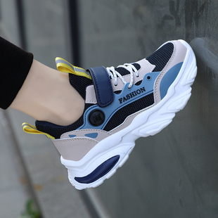 男童鞋春夏卡丁新款网面学生运动鞋单网透气中大童皮面跑步潮鞋女