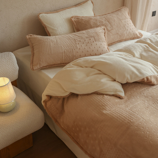 小井家2025年牛奶绒四件套冬季床上三件套加厚加绒床单被套法兰绒