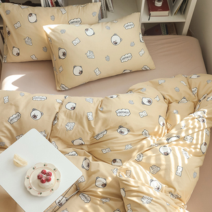 小井家天竺棉纯棉卡通小熊四件套纯棉全棉柔软裸睡被套床单三件套