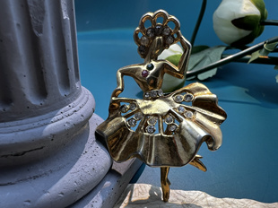 四十年代经典芭蕾舞者立体胸针Vintage中古美饰