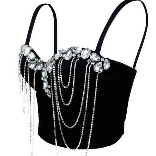 钻石链条背心吊带外穿鱼骨胸衣