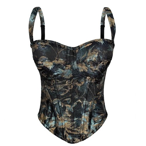 外穿鱼骨胸衣背心吊带抹胸印花