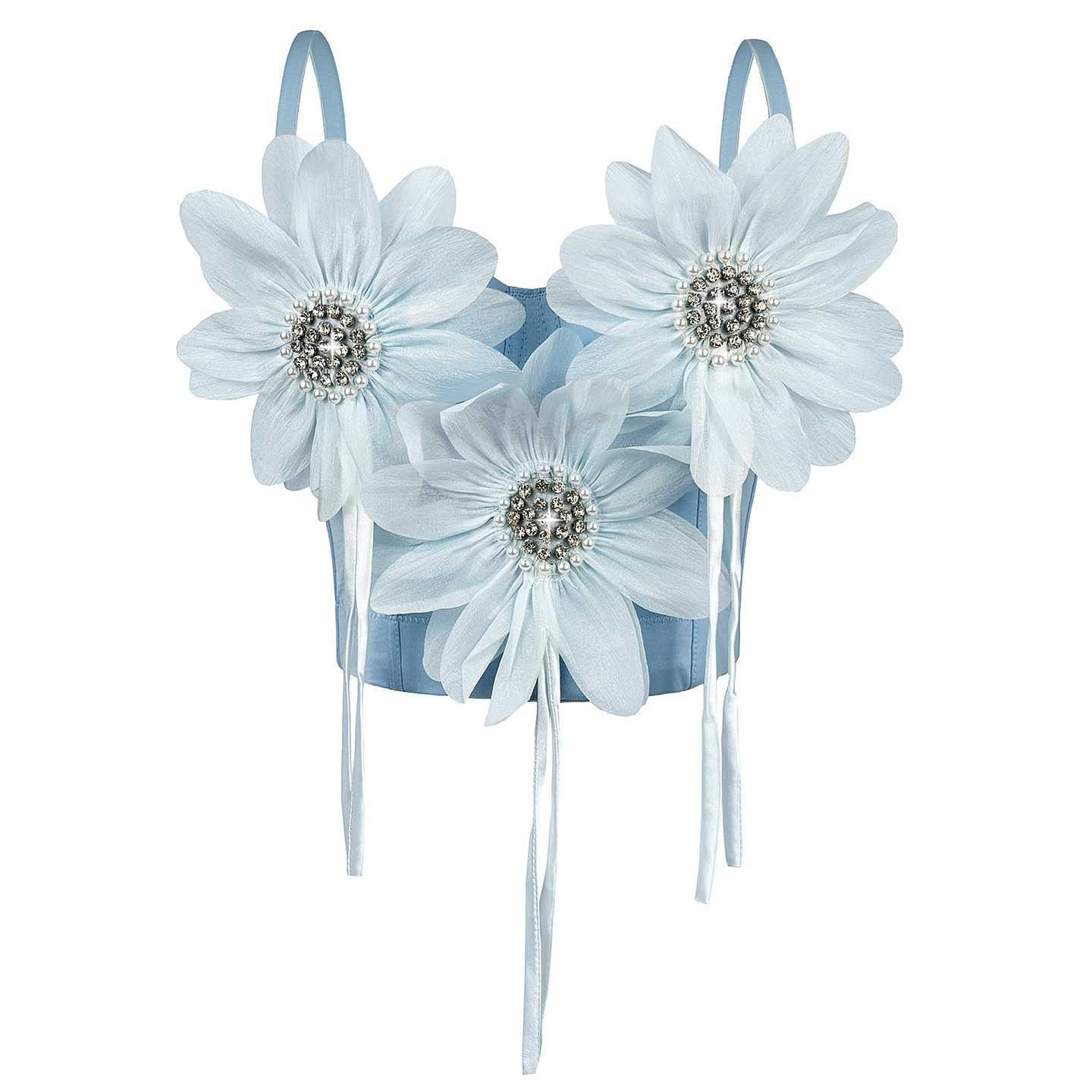 立体花手工钉珠水钻流苏外穿鱼骨胸衣背心吊带短款上衣抹胸纯欲风