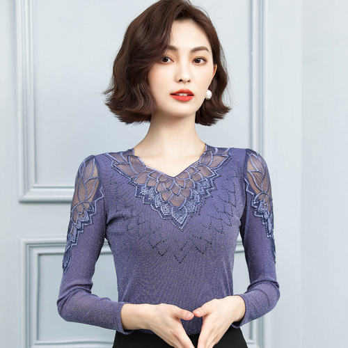 春秋女士打底2025新款蕾丝衫上衣