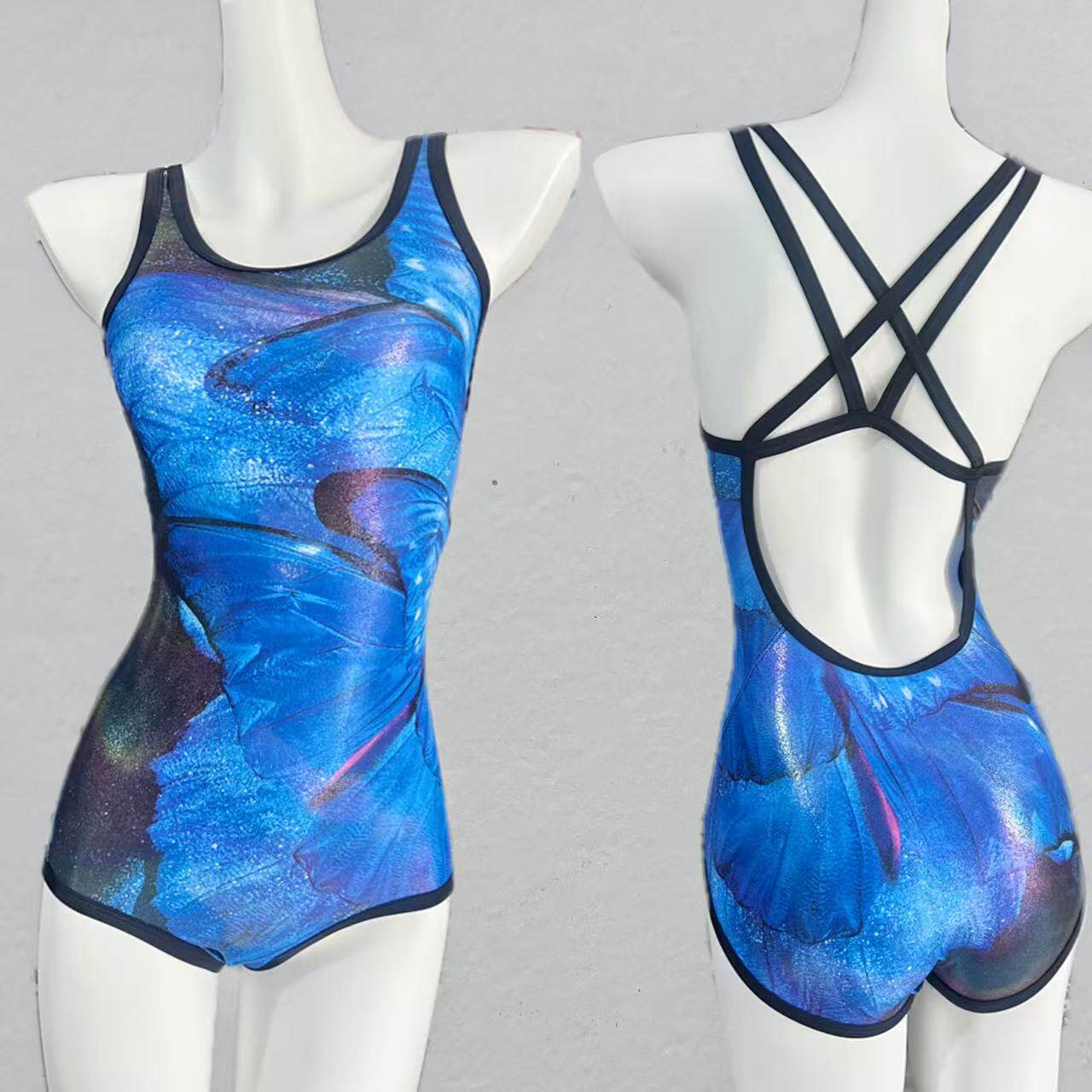 泳衣女士游泳馆训练专业竞速低开叉2025新款微胖连体游泳衣高级感