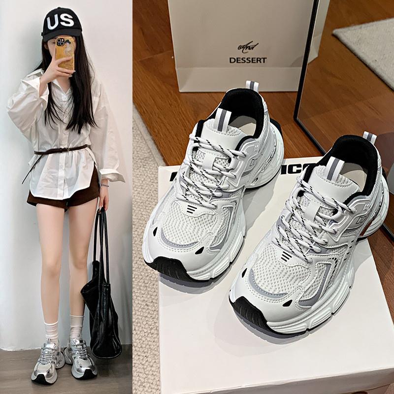 厚底银色春季老爹鞋女鞋百搭2025新款增高百搭爆款鞋子休闲鞋运动