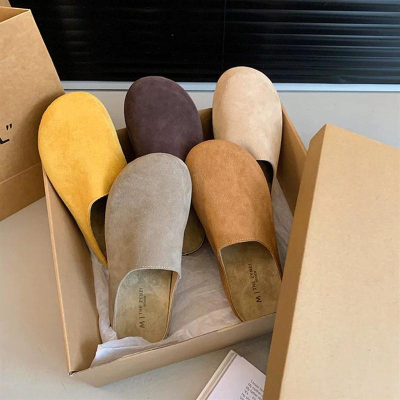 法式复古包头博肯鞋女2025秋季新款软底休闲百搭配裙子休闲半拖鞋