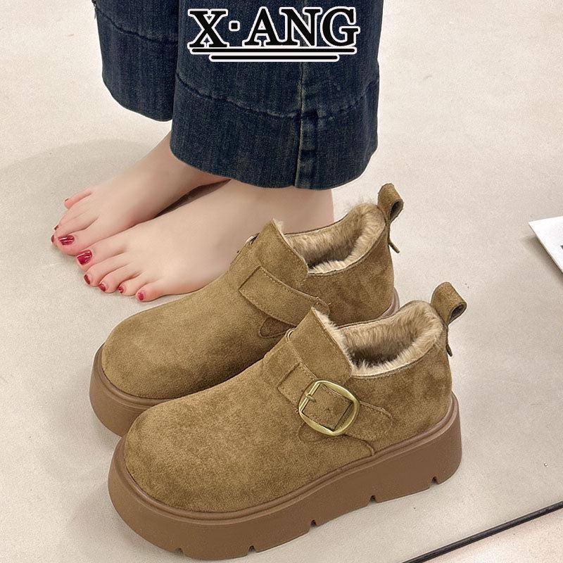 牛皮版全包勃肯鞋子女鞋加绒加厚保暖大棉鞋乐福鞋厚底羊毛雪地靴