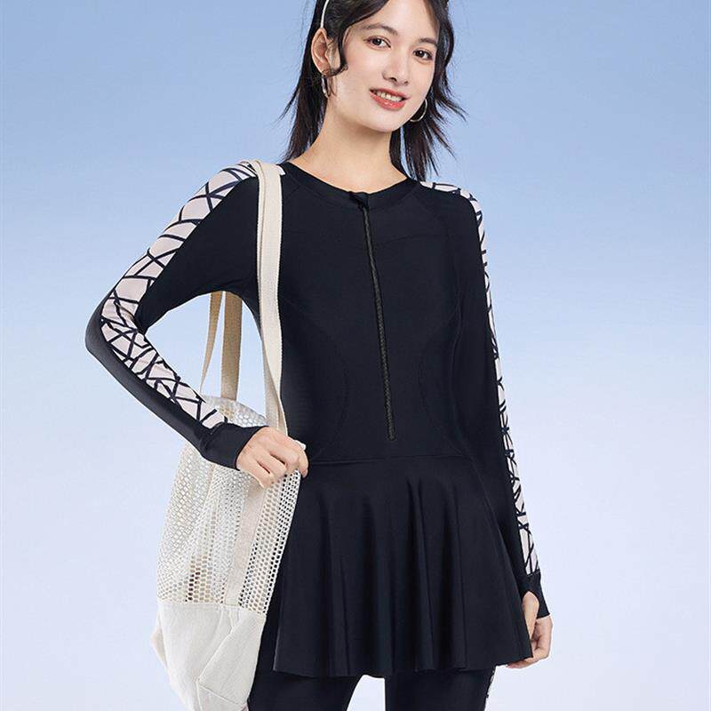 2026新款修身显瘦速干长袖长裤保守裙款连体游泳衣女士冲浪潜水服