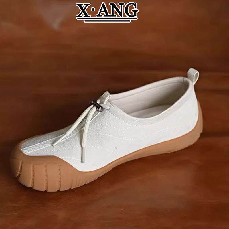 牛皮版软底不累脚暴走通勤鞋子女鞋复古风乐福鞋一脚蹬单鞋小白鞋