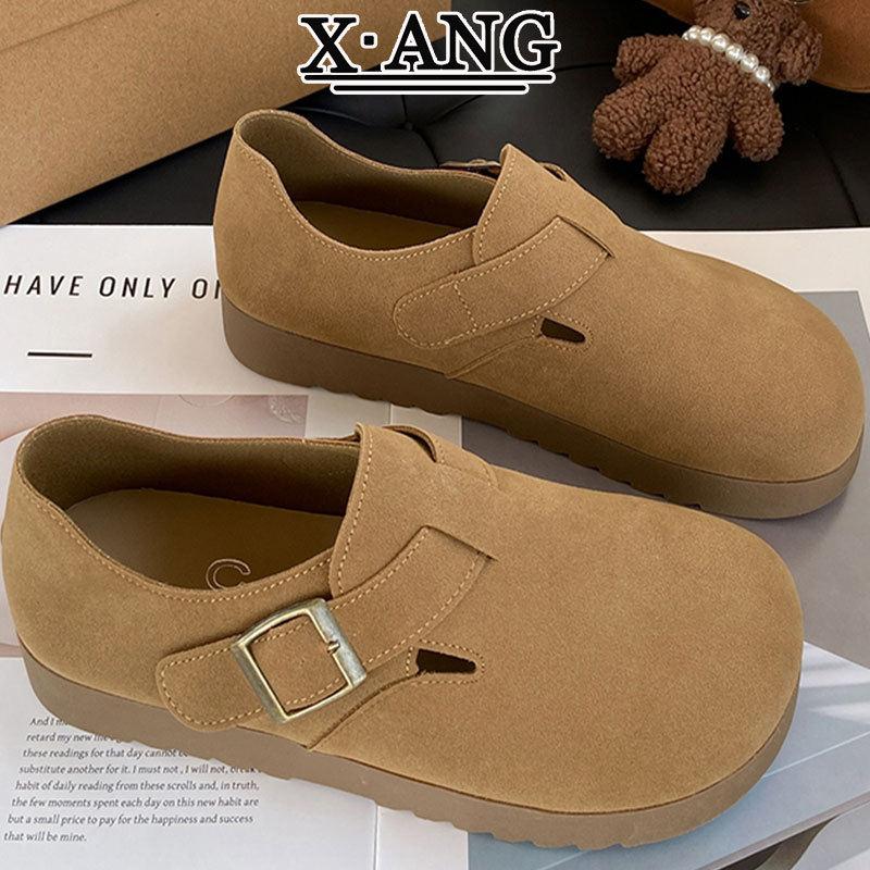 牛皮版全包勃肯鞋软底不累脚女鞋2025春季新款一脚蹬懒人豆豆单鞋