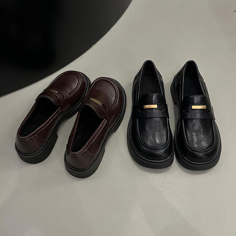 英伦风厚底JK小皮鞋女2025春秋新款通勤百搭乐福鞋一脚蹬软底单鞋