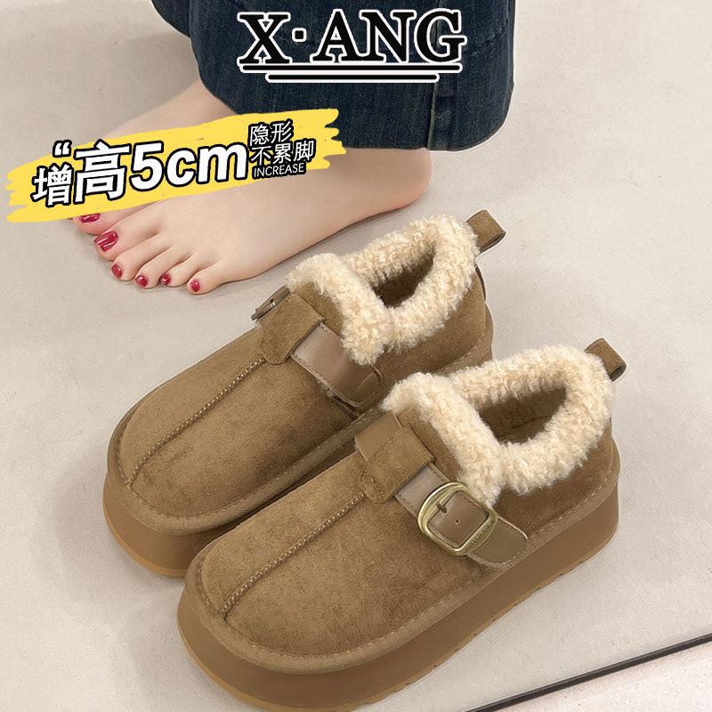 牛皮版全包勃肯鞋子女鞋加绒加厚保暖棉鞋厚底羊羔毛毛鞋子乐福鞋