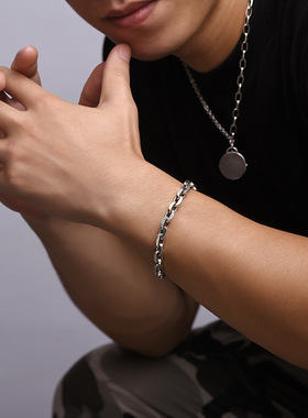 925银太角链手链男士款复古泰银小众痞帅高级感手饰品