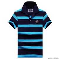 Casual nam 2019 Mới hè nam Áo thun nam tay ngắn Áo thun sọc cotton Cotton nửa tay áo - Polo áo thun có cổ