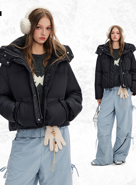 it:CHOCOOLATE黑色羽绒服女2025新款冬季韩版小个子宽松上衣女MA