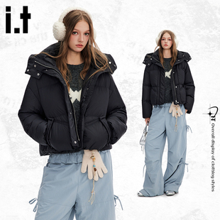 it:CHOCOOLATE黑色羽绒服女2025新款冬季韩版小个子宽松上衣女MA