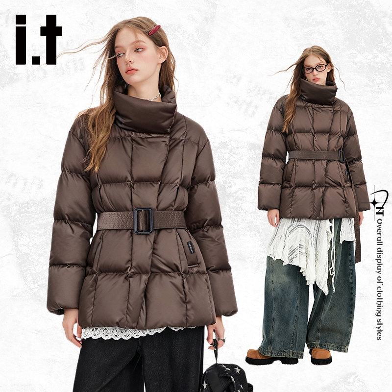 it:CHOCOOLATE立领系带羽绒服女冬季新款大码MM防风保暖棉服外套