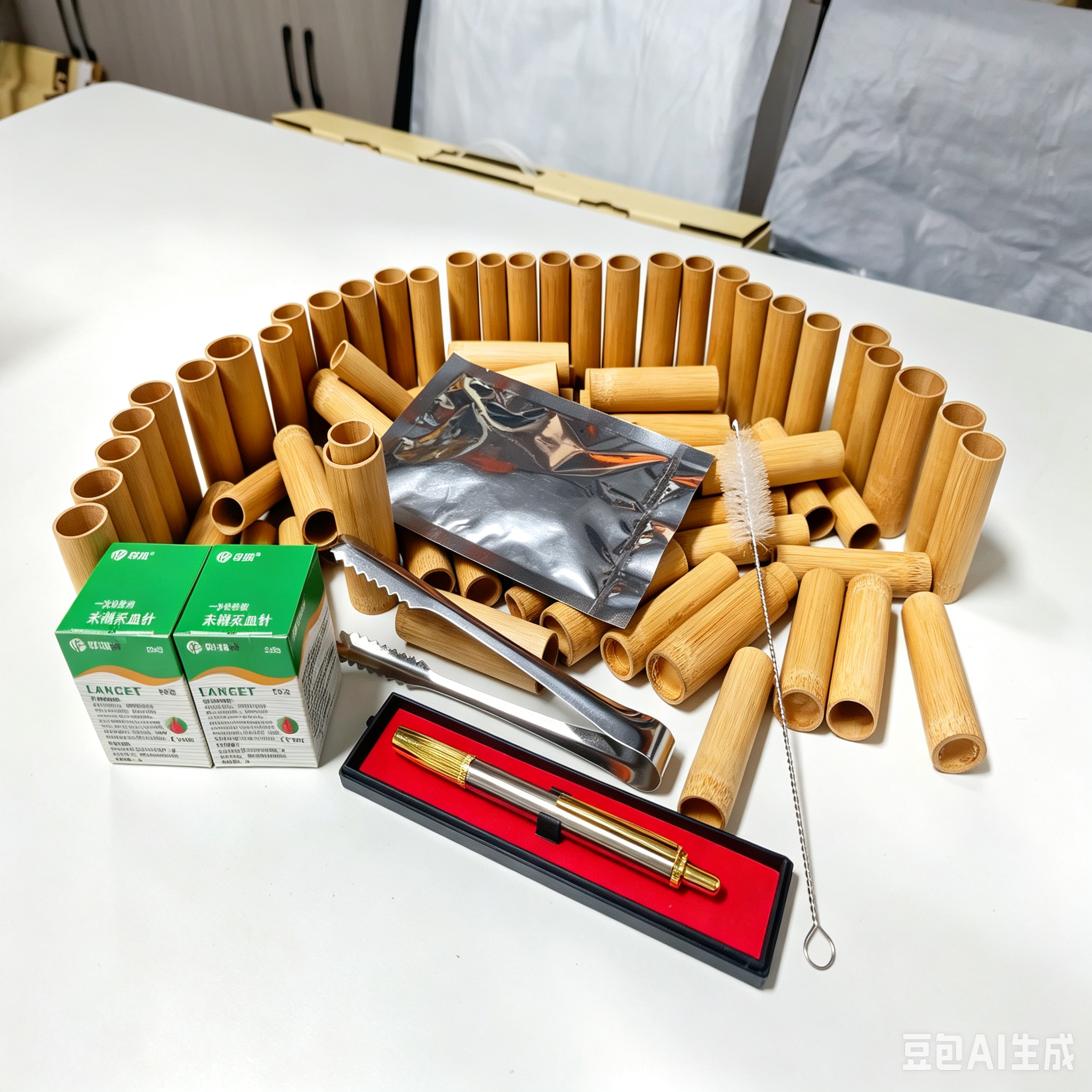 【80个拔罐套装】拇指罐水煮竹罐拔罐+药包+泄血笔套装紫竹微排