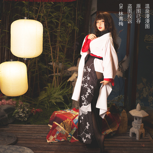 温泉漫漫一碧蓝航和服印花cos黑裙狐线天城狸红白女装定制不退