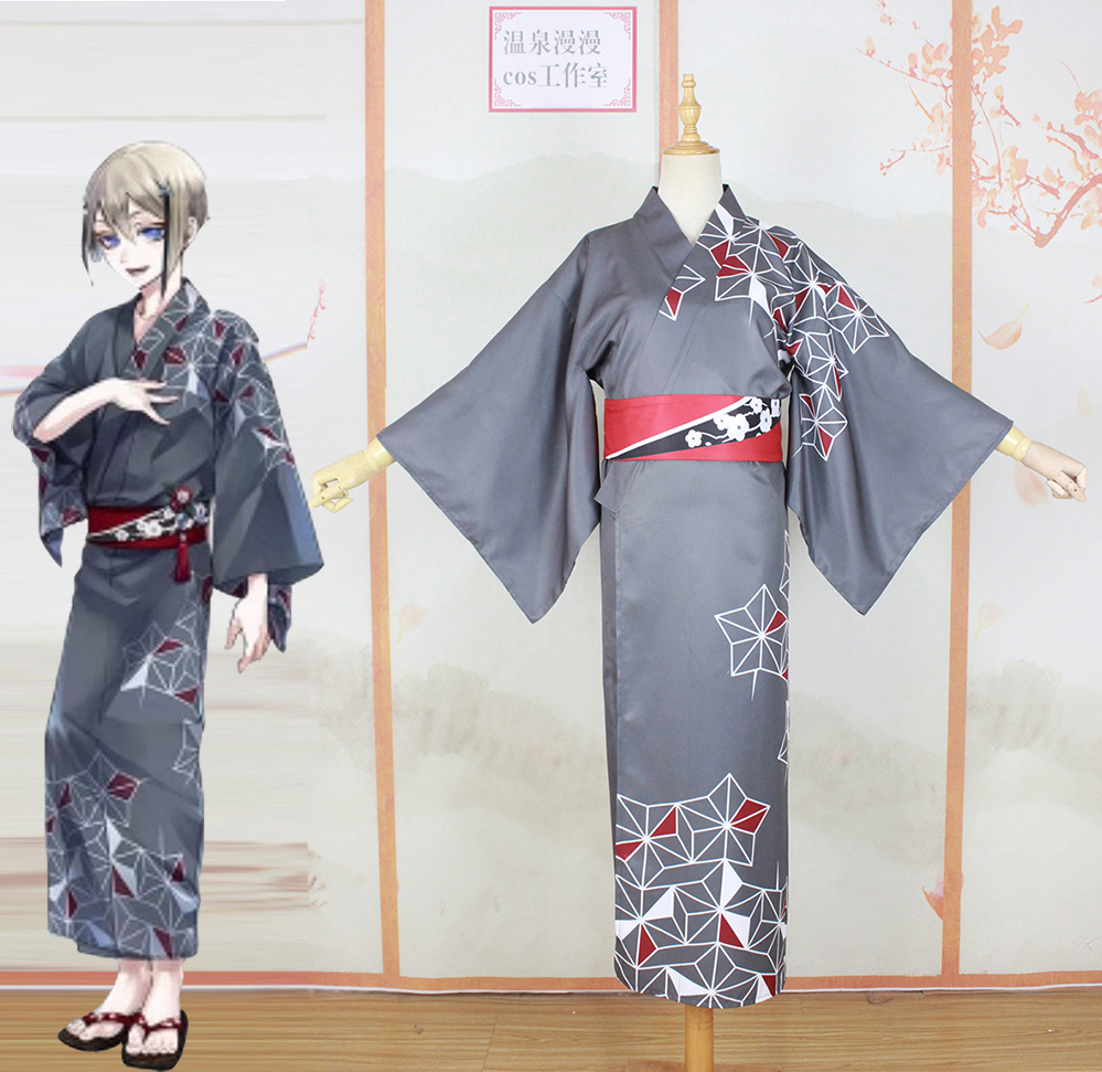 温泉漫漫一短刀剑乱舞日向正宗cos和服浴衣腰带印花灰色男装定制