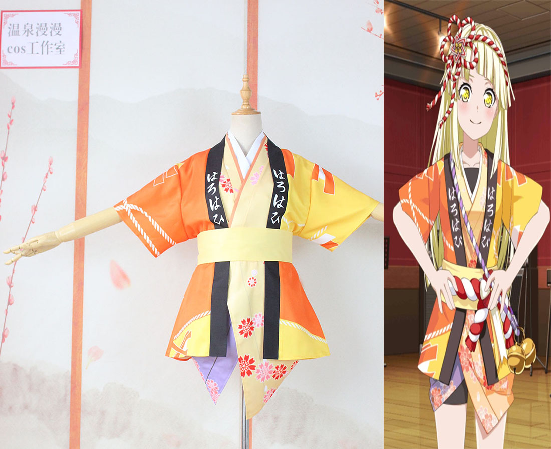 弦卷心和服羽织橙色印花