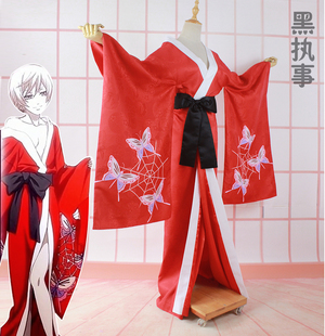 温泉漫漫一黑亚洛斯托兰西蜘蛛执事老爷cos红色浴衣和服拖地尾款
