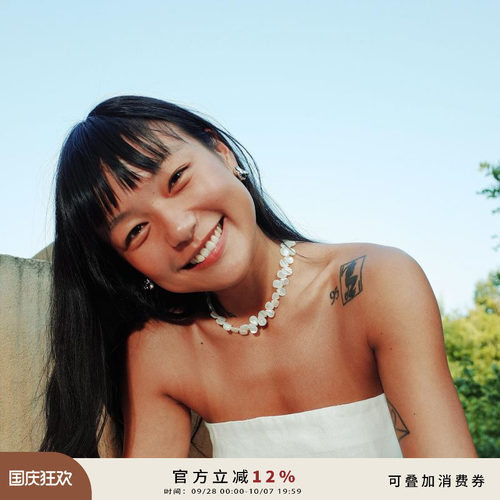 小众高级感白蝶贝花瓣项链