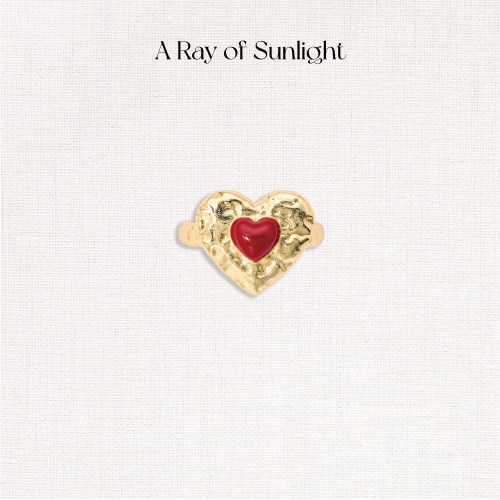 A Ray of Sunlight「Love」节日系列珐琅爱心戒指红色新年好运