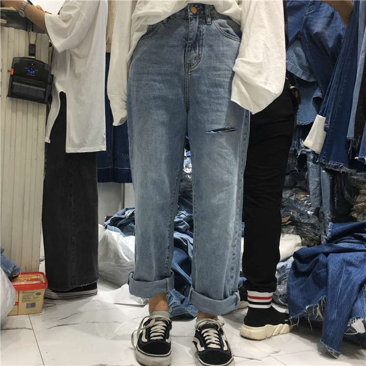 FLOWER»¨Ï»×Ó¸ßÖÊÁ¿ºÃ°æÐÍÏÔÊݸßÑüÖ±Í²ÆÆ¶´Ë®Ï´Å£×г¤¿ãÅ®3007