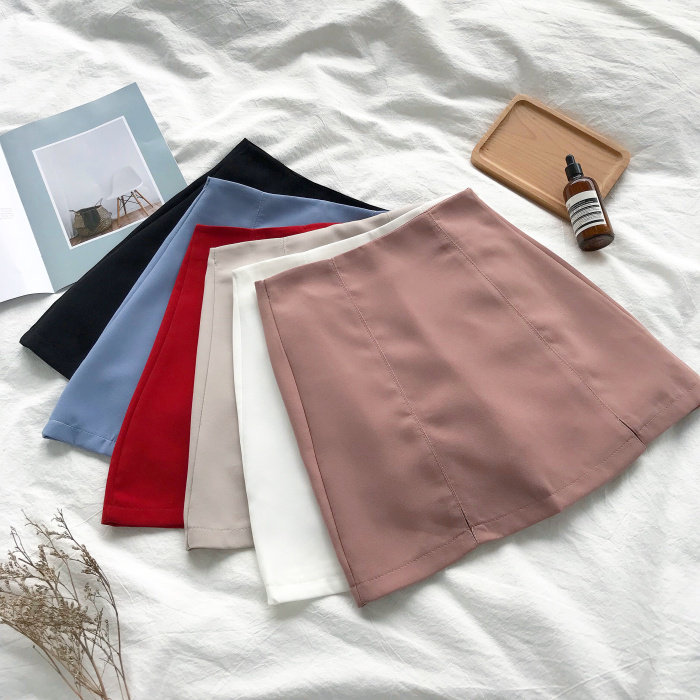 純色半身裙女2018新款韓版chic簡約開叉包臀裙高腰顯瘦a字裙短裙在類目 女裝/女士精品, 半身裙中 - 來自Buy2taobao.com提供專業的淘寶代購服務