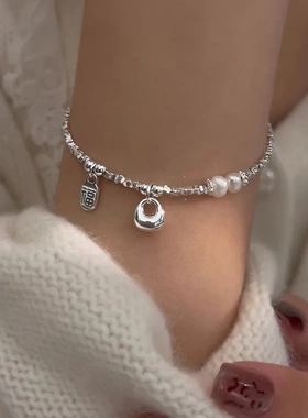 S925纯银新中式国风小胖坨手链轻奢小众碎银子淡水珍珠手饰女