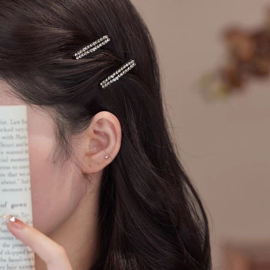 女士后脑勺发夹一字夹闪钻新款高端轻奢风刘海边夹侧边夹发卡头饰