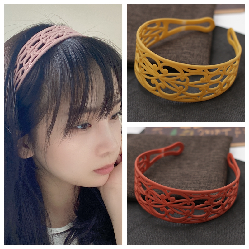 韩版新款加宽哑光发卡网红镂空
