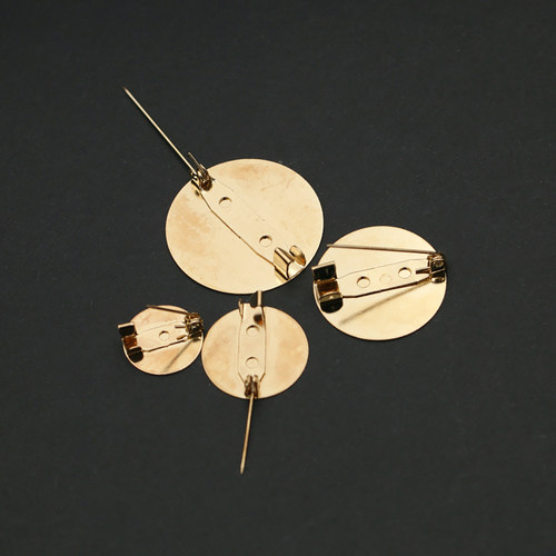 金色胸针别针保险安全针胸花圆形平片扣针领带手工DIY发饰品配件