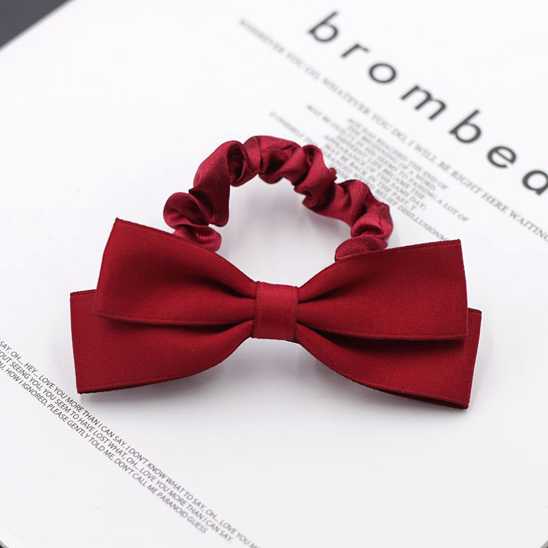 发绳女韩版蝴蝶结酒红色扎头发橡皮筋时尚网红布艺简约头绳女马尾