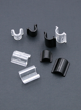 DIY饰品配件粘贴扣皮筋扣发圈扣塑料C形扣黑色透明发绳子固定扣件