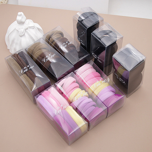 彩女高弹力皮筋无接缝布艺发圈强拉不断扎头发小盒装发绳混色发套