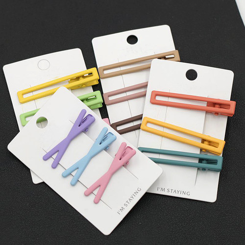 哑光质感边夹彩色发夹金属韩版