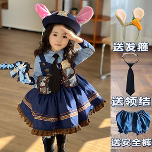 女童连衣裙朱迪兔子警官小女孩新年裙子洛丽塔蓬蓬裙学院风公主裙