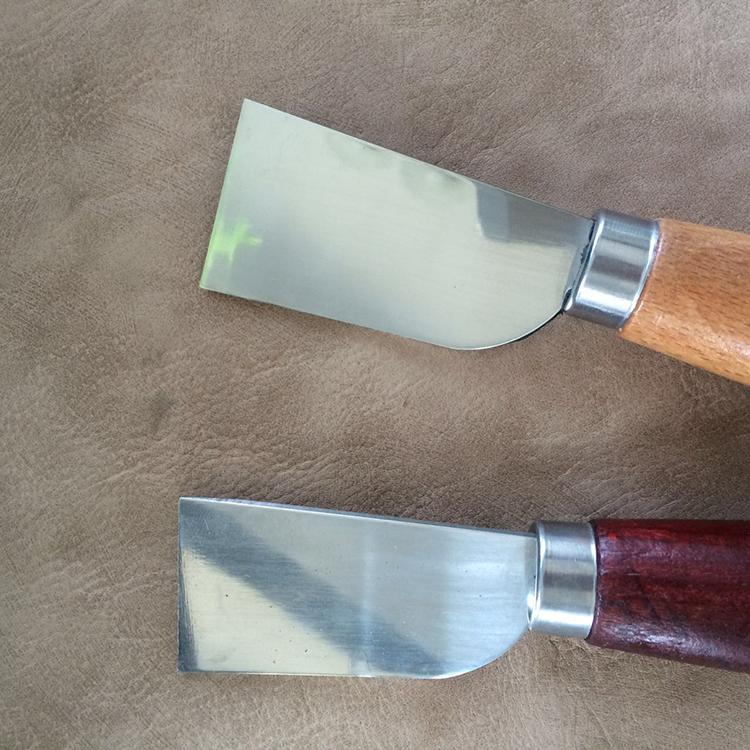 diy手工皮具铲皮刀 皮匠裁皮刀木柄白钢刀身切皮工具皮革开料工具