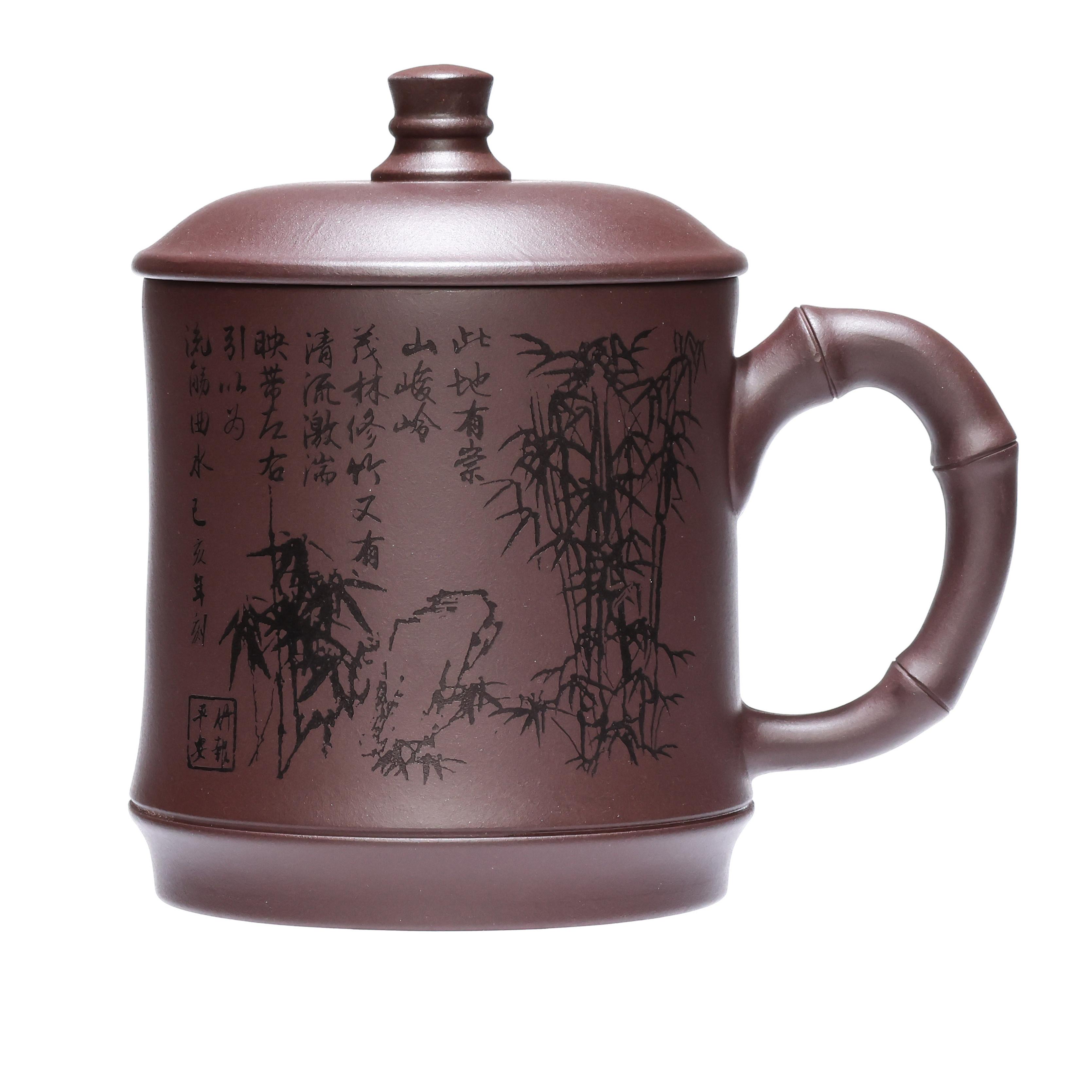 纯手工带隔舱大容量宜兴紫泥盖杯