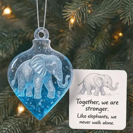 新品Elephant Family Keepsake Ornament 圣诞装饰亚克力挂饰