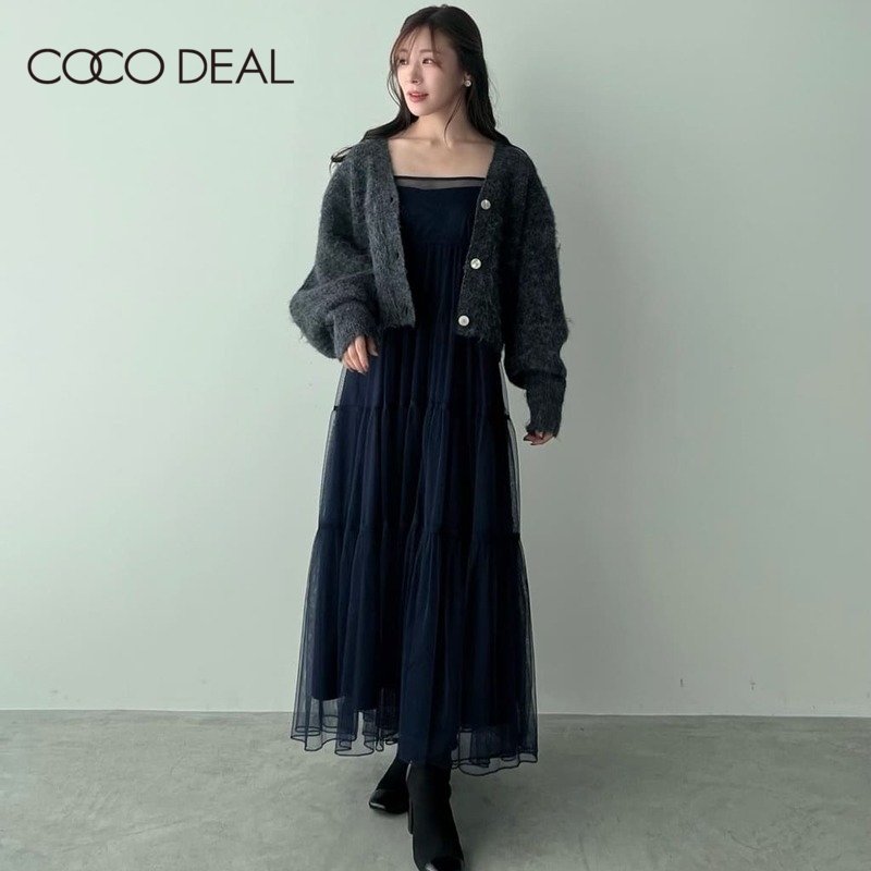 COCO DEAL 23冬季新款日系甜美网纱蛋糕吊带连衣裙两件套73715448