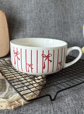 陶瓷带把碗微波炉早餐碗汤面碗